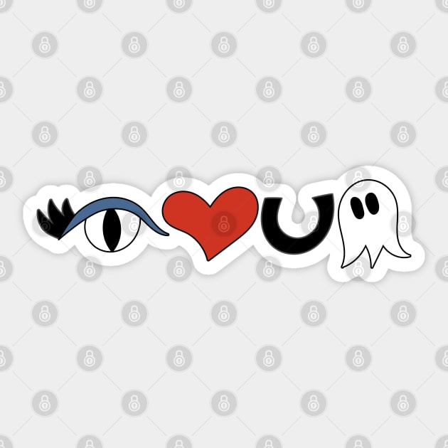 Cute Eye Love You Boo Cartoon Text Art Horizontal Sticker by Angel Dawn Design